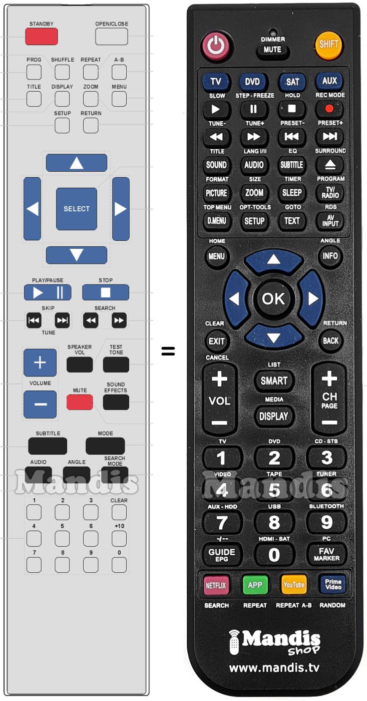 Replacement remote control Hitachi VS20114696