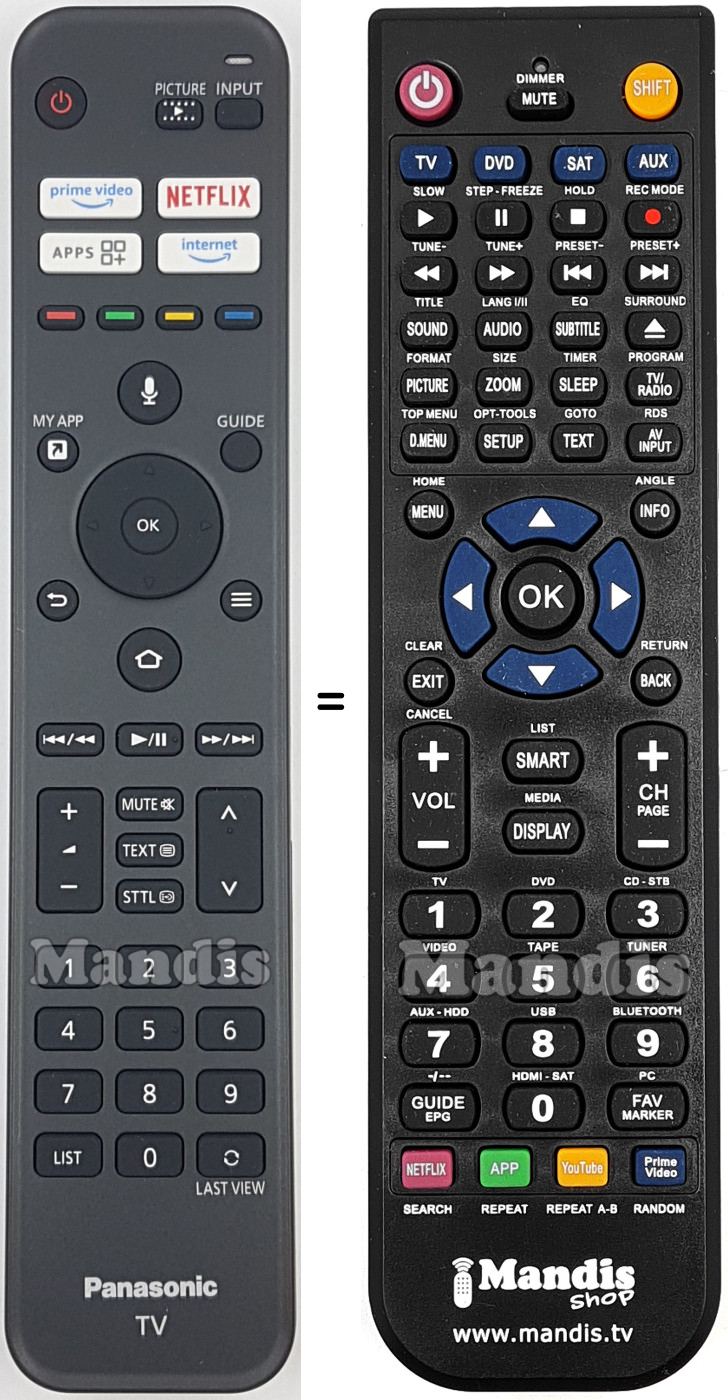 Replacement remote control Panasonic RC44255