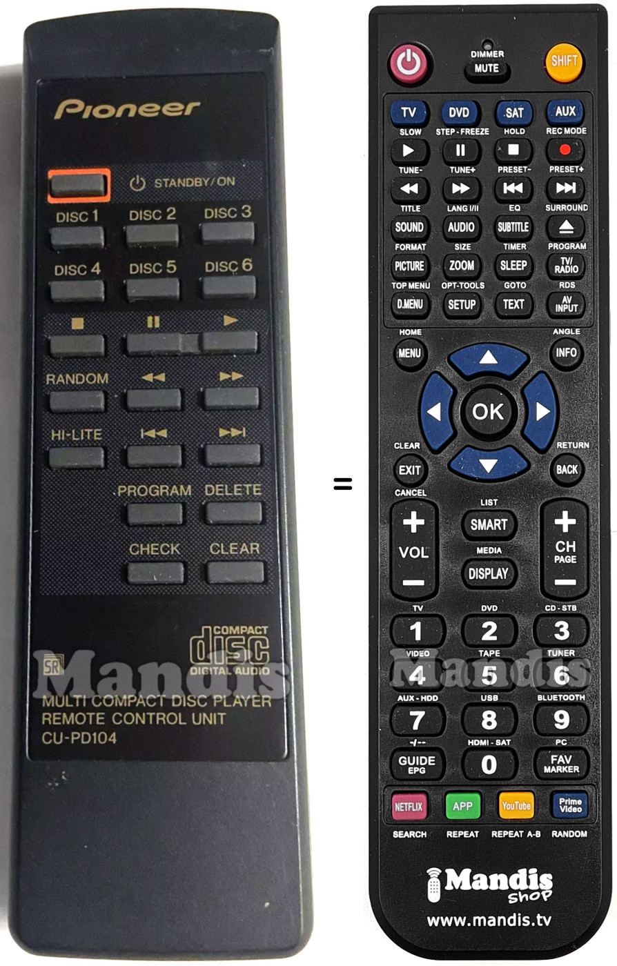 Replacement remote control Pioneer CU-PD104