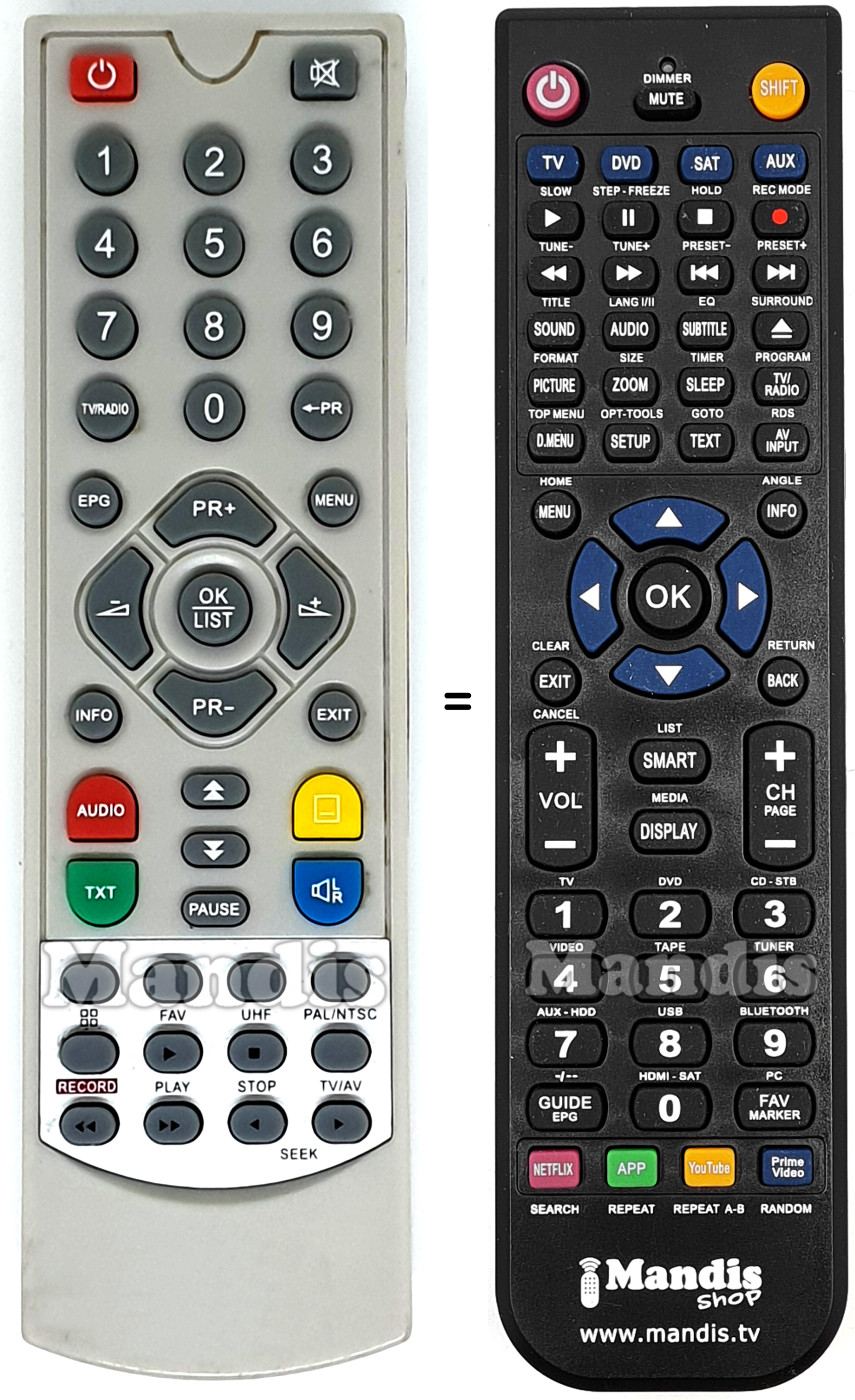 Replacement remote control Vestel NPG011
