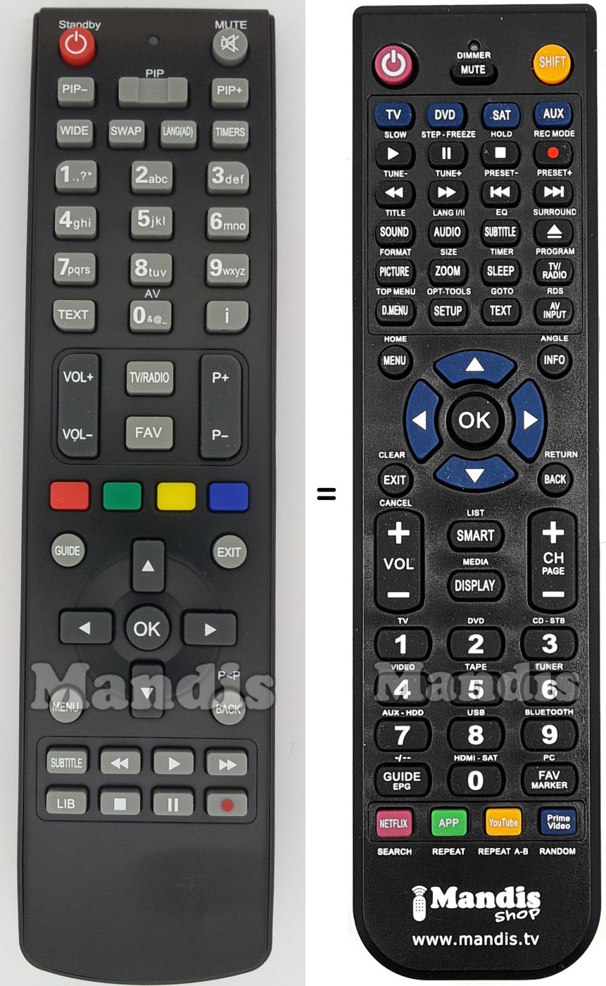 Replacement remote control VISIONIC RC2910