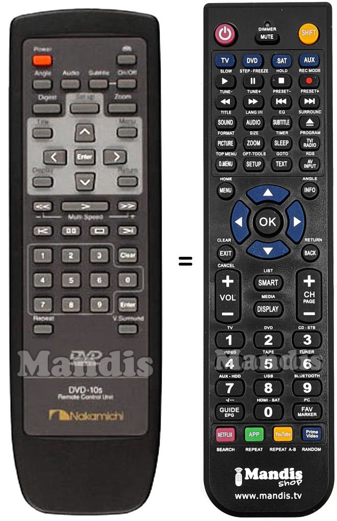 Replacement remote control Nakamichi DVD-10S