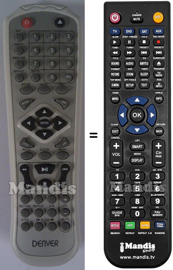 Replacement remote control Denver DVD7742