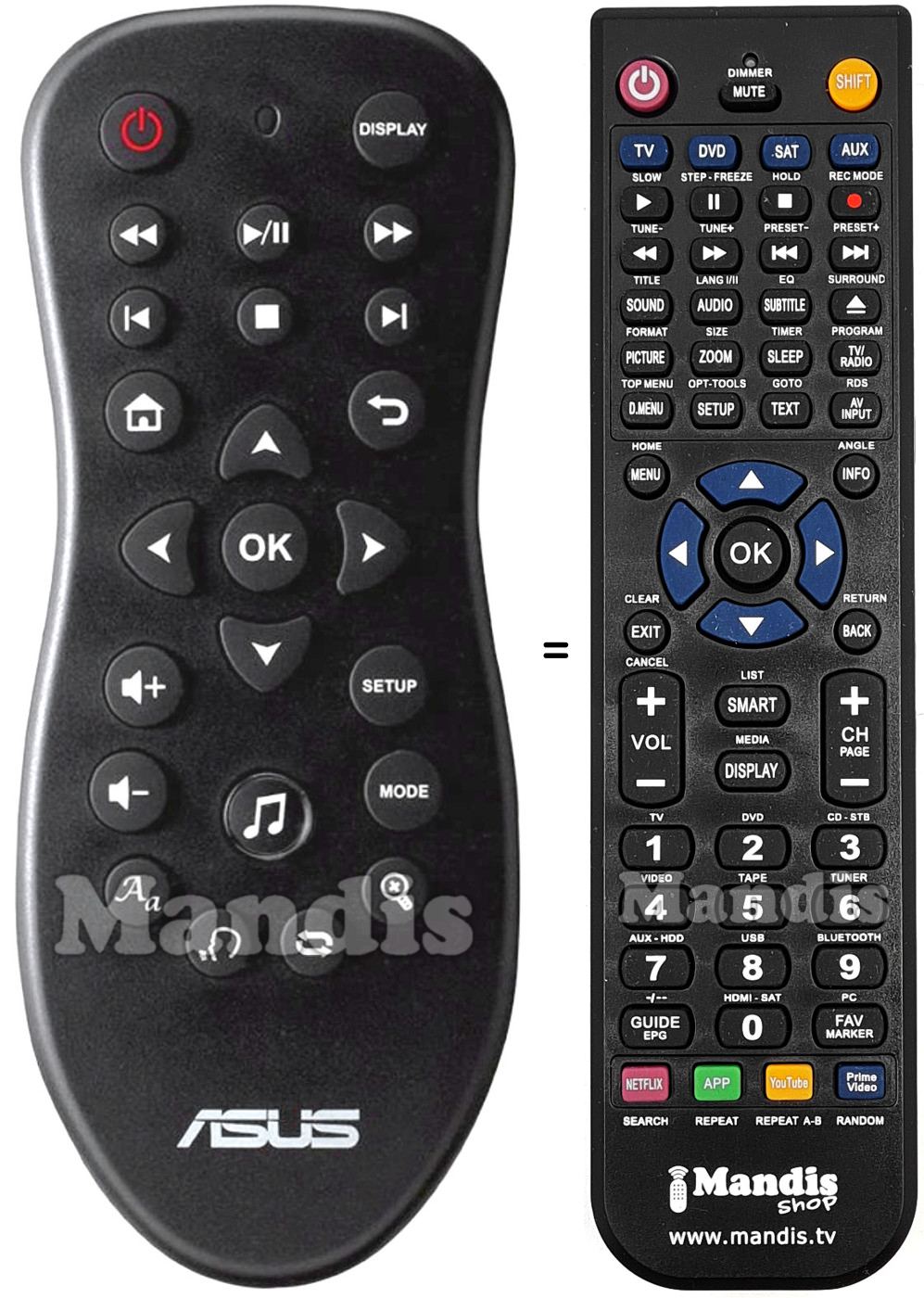 Gleichwertige Fernbedienung ASUS HDPR1