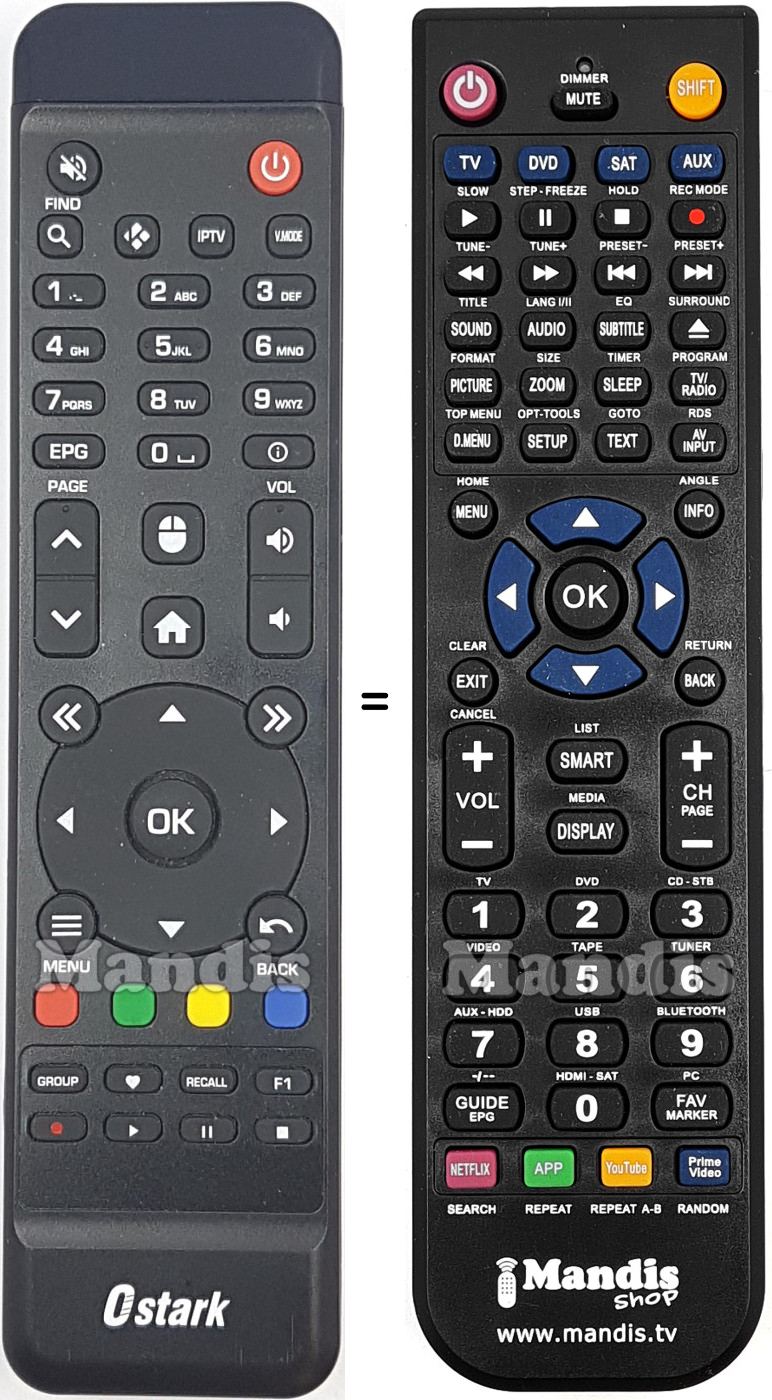 Gleichwertige Fernbedienung OST001