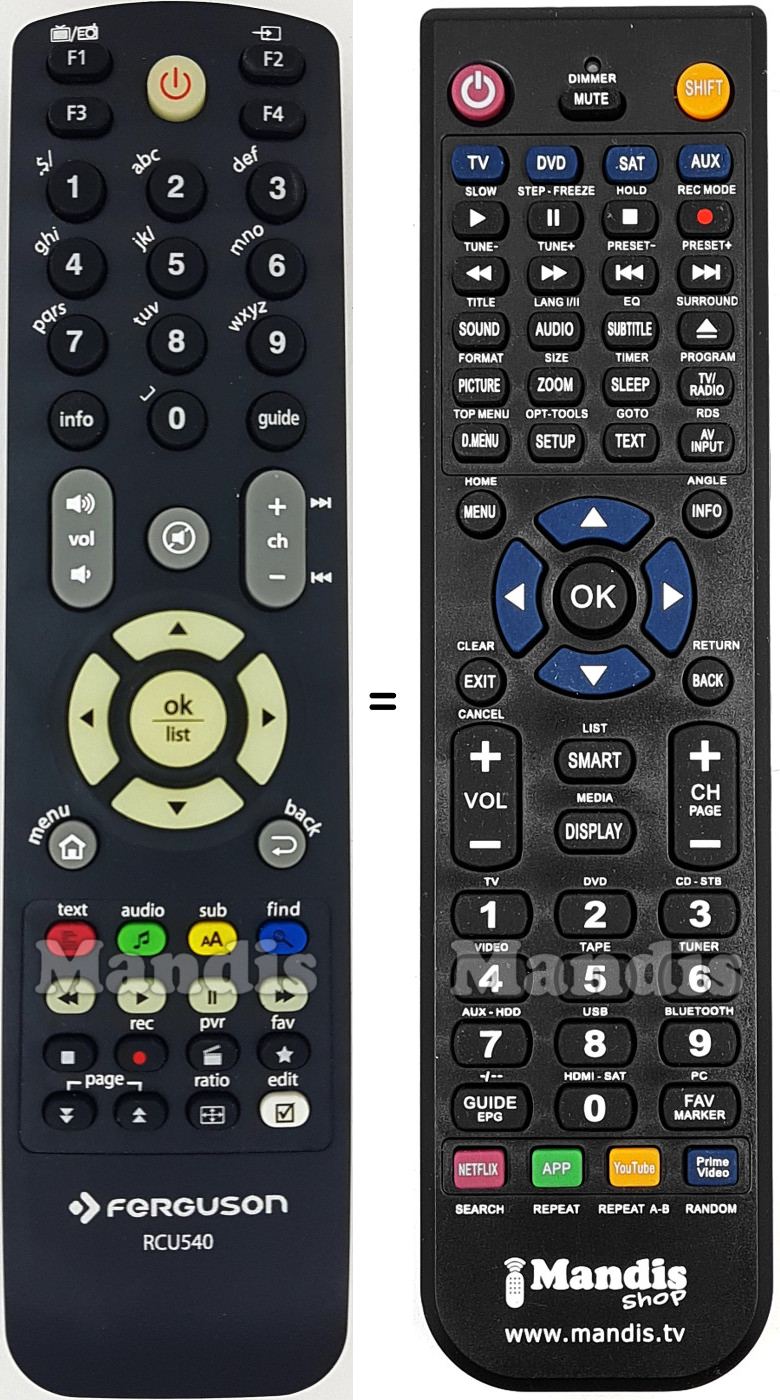 Replacement remote control Ferguson RCU-540