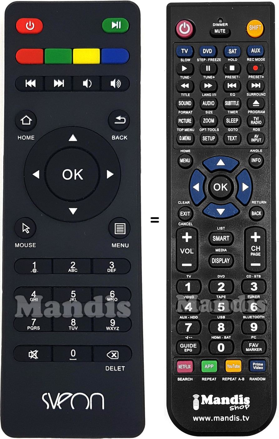 Gleichwertige Fernbedienung Sveon SBX442