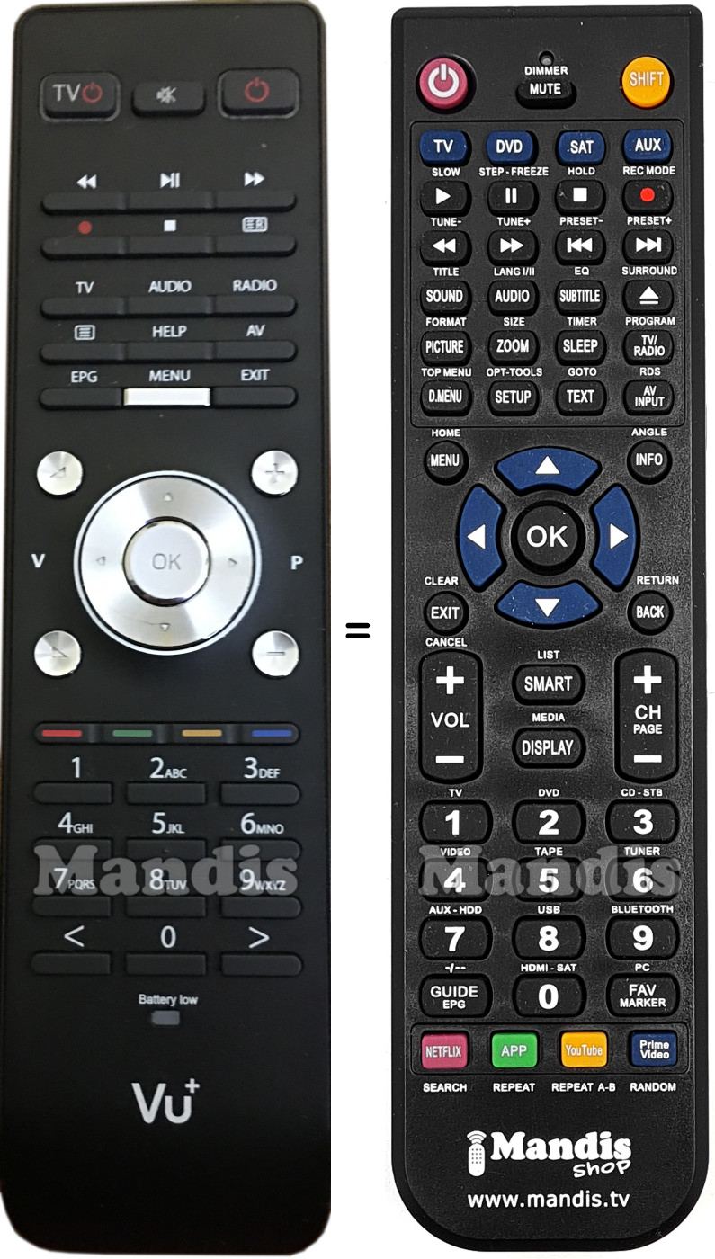 Replacement remote control VU+ DUO 2