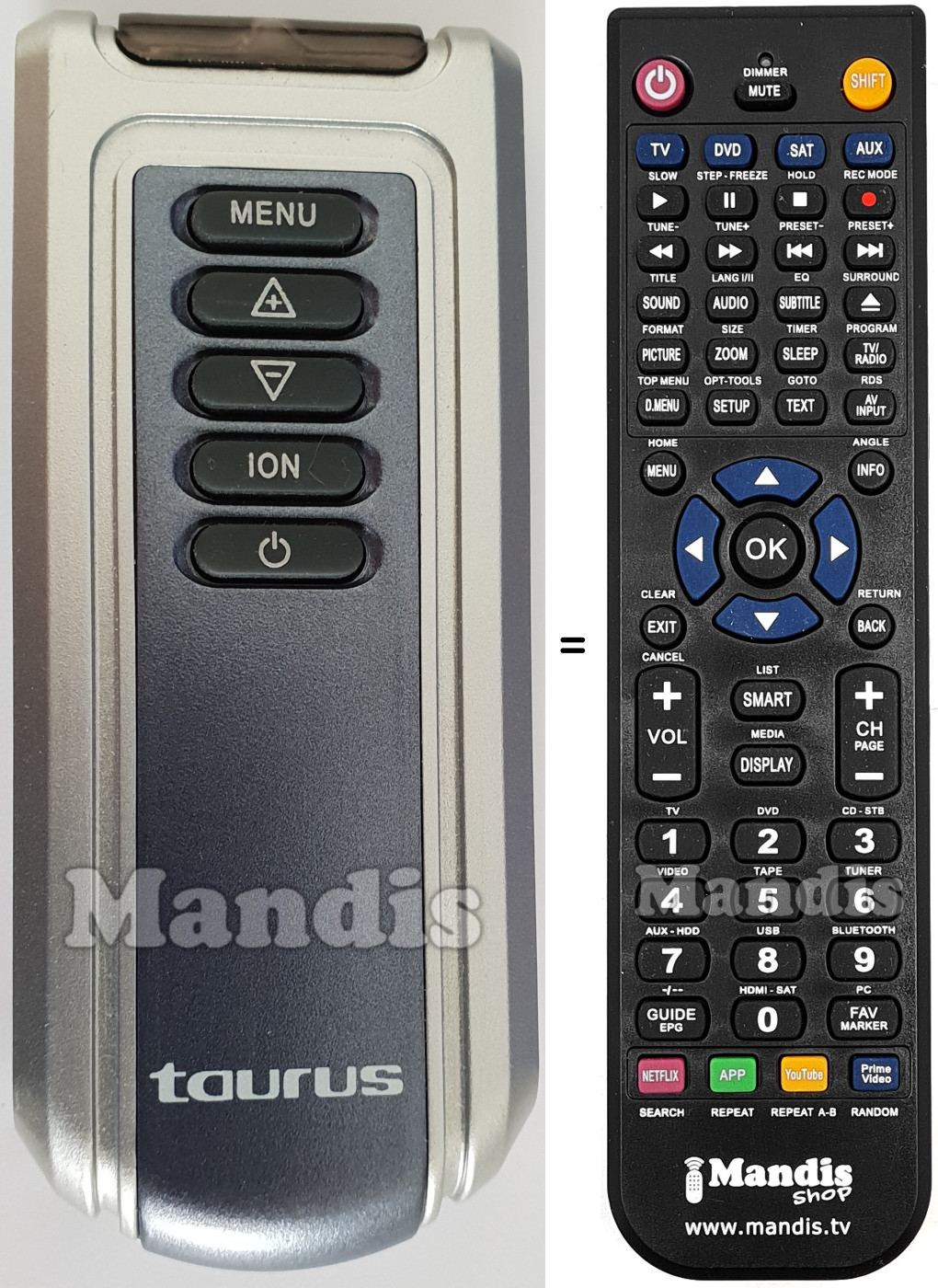 Gleichwertige Fernbedienung Taurus Dubai 2000