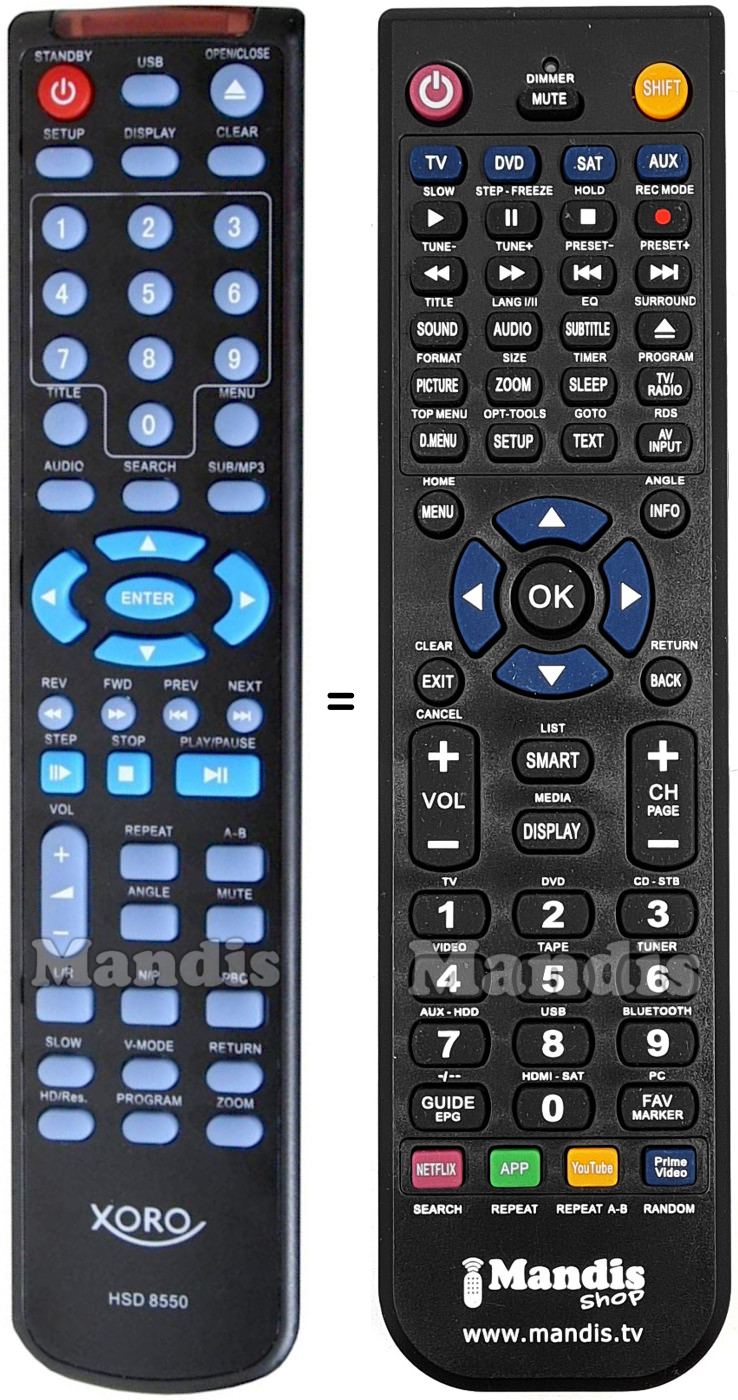 Replacement remote control Xoro HSD 8550