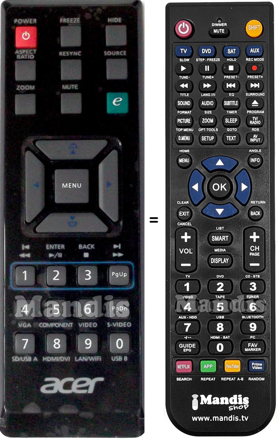 Replacement remote control Acer VZ.JCQ00.001