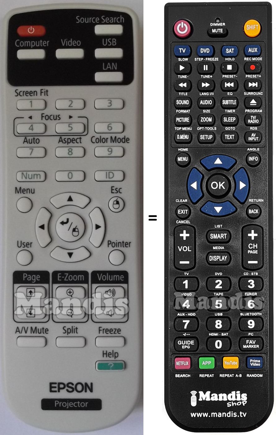 Replacement remote control Epson EB-1751