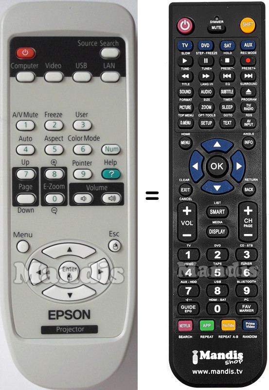 Replacement remote control Epson EB-450W