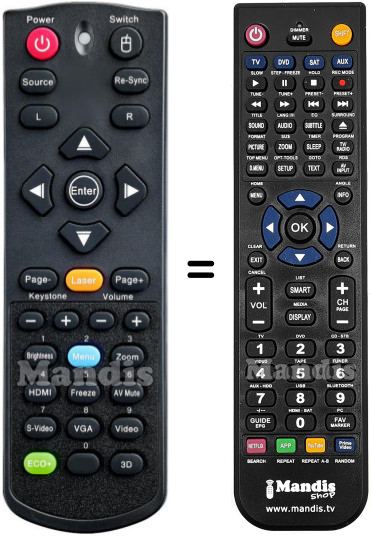 Replacement remote control Optoma X305ST