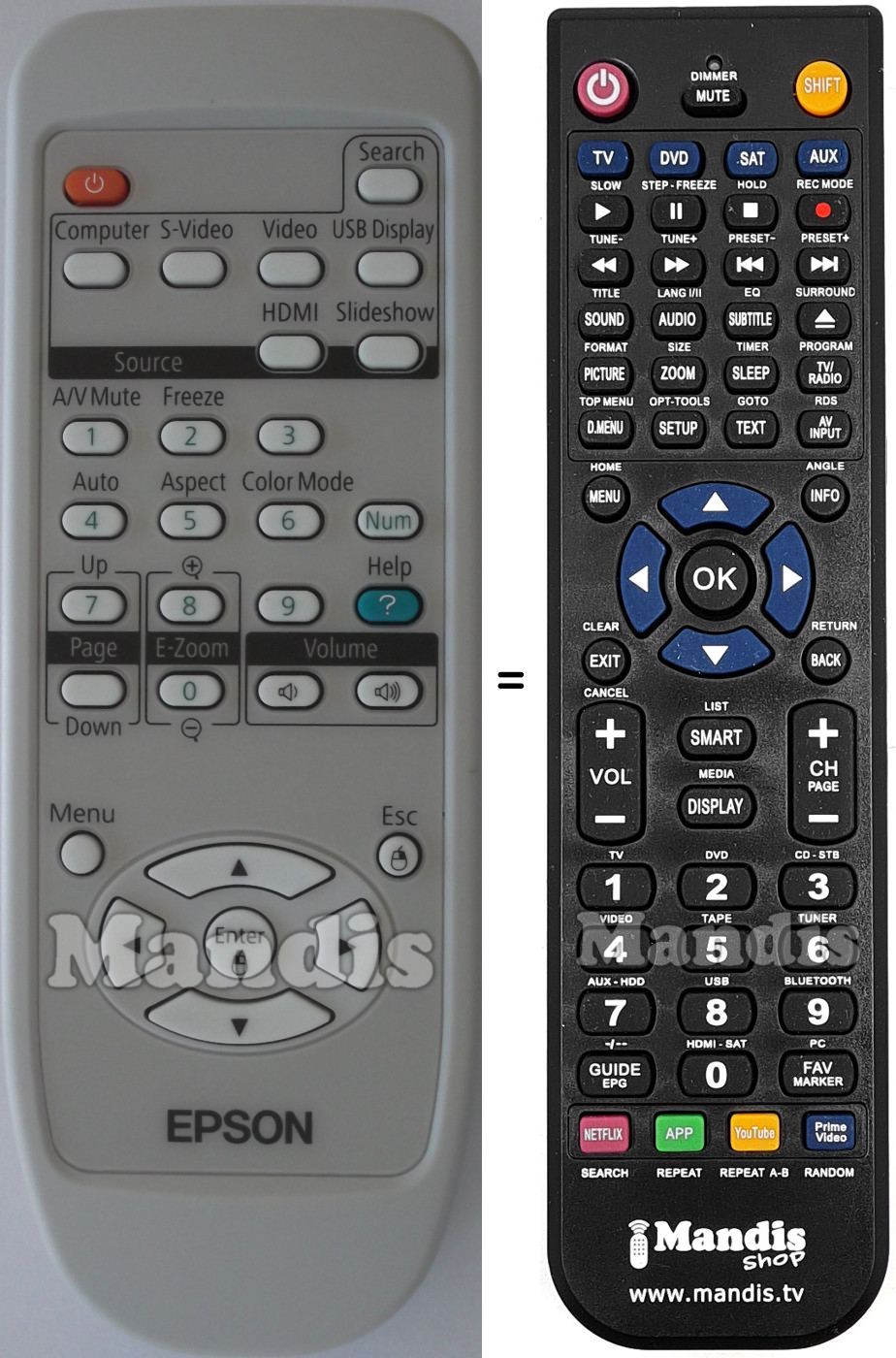 Replacement remote control Epson 1491616
