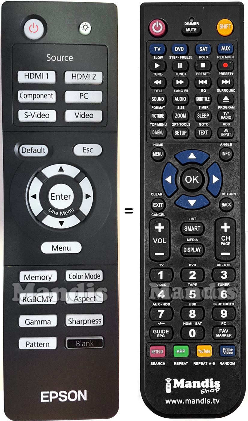 Replacement remote control Epson 1500151
