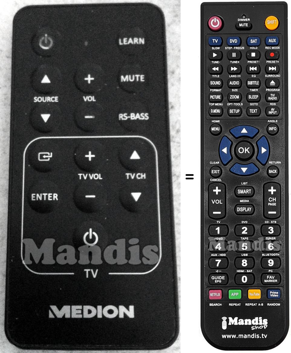 Replacement remote control Medion MD83436