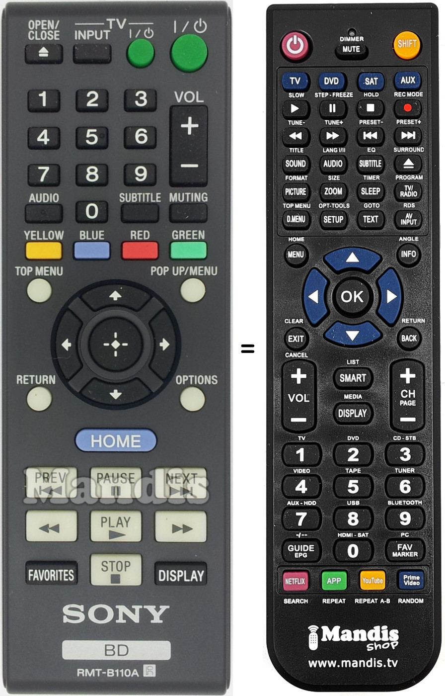 Gleichwertige Fernbedienung Sony RMT-B110A