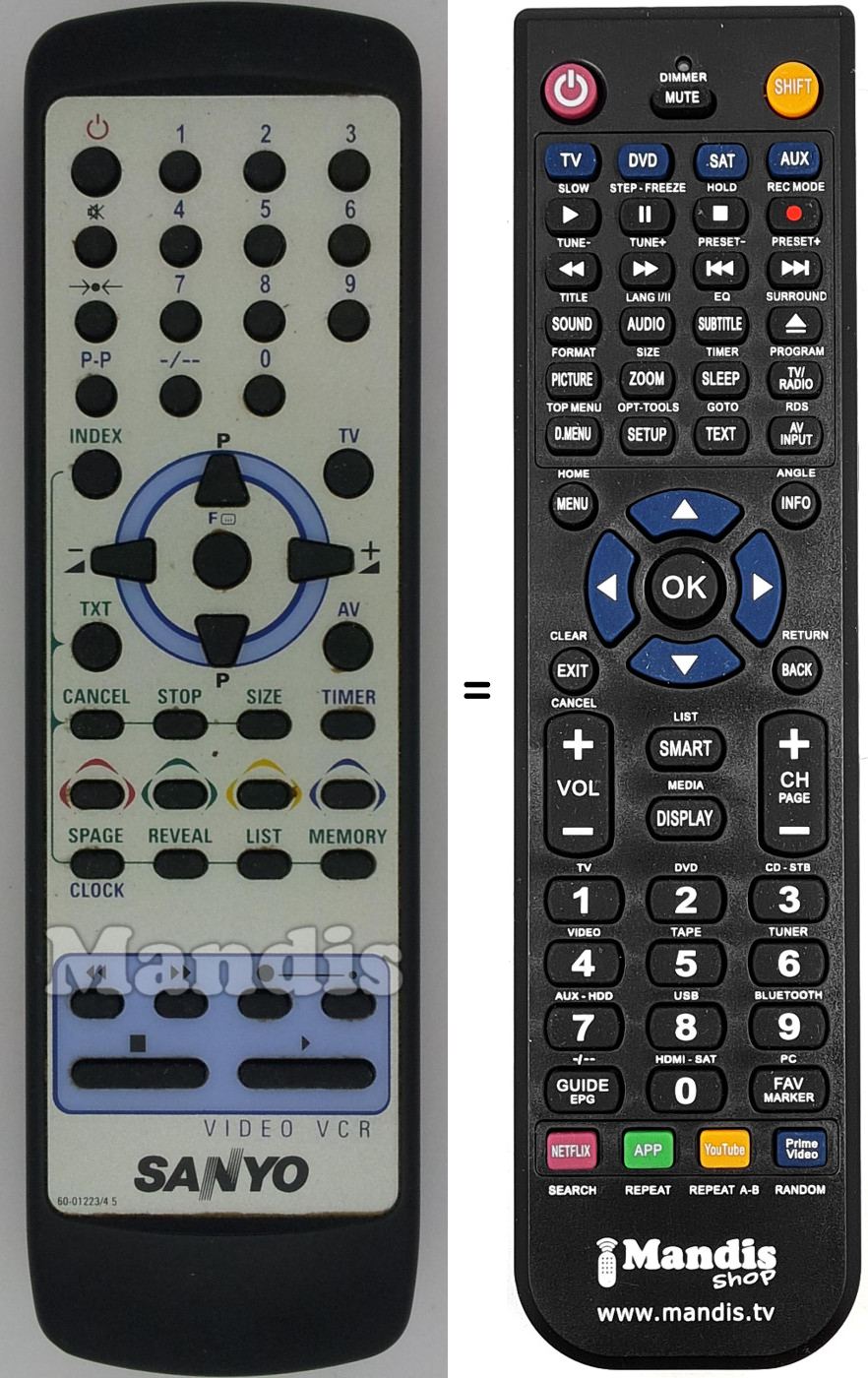 Replacement remote control Sanyo 60-0122345