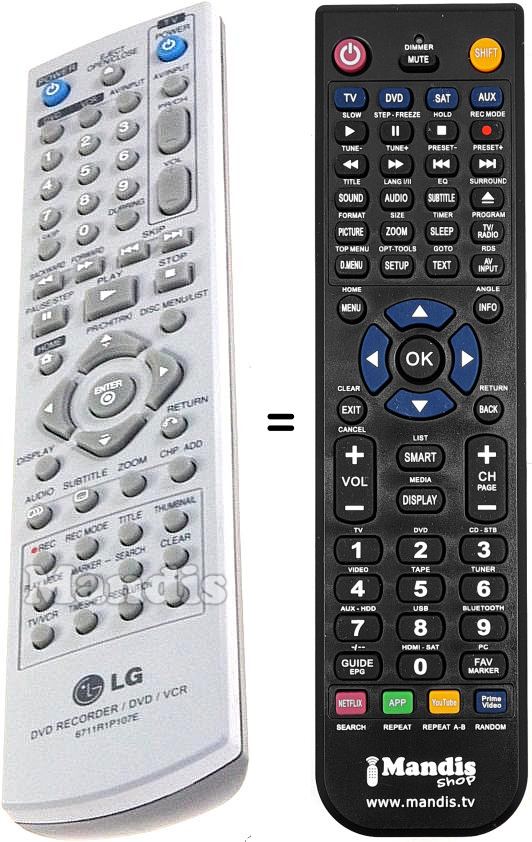 Gleichwertige Fernbedienung LG 6711R1P107E