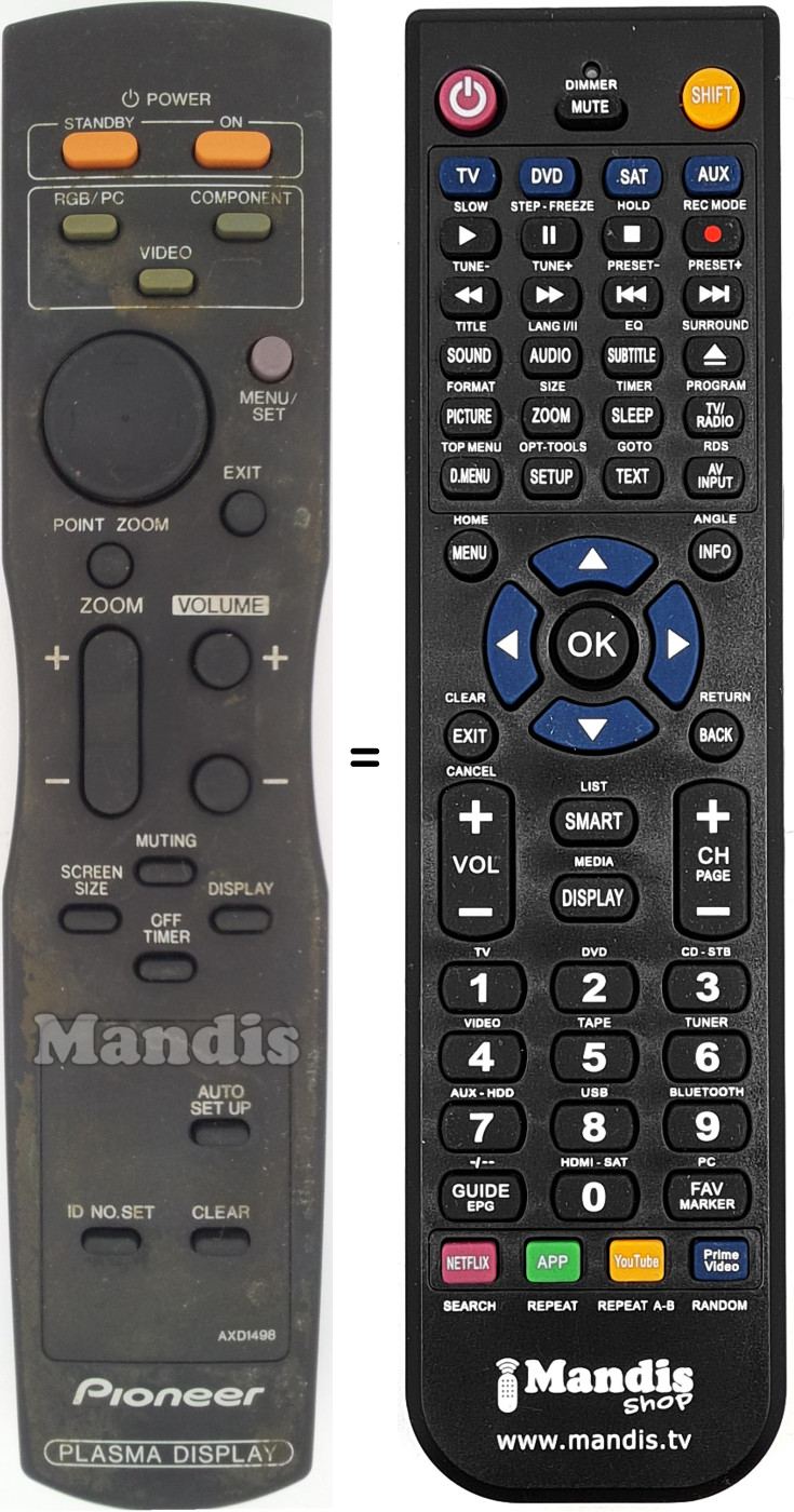 Replacement remote control Pioneer AXD 1498