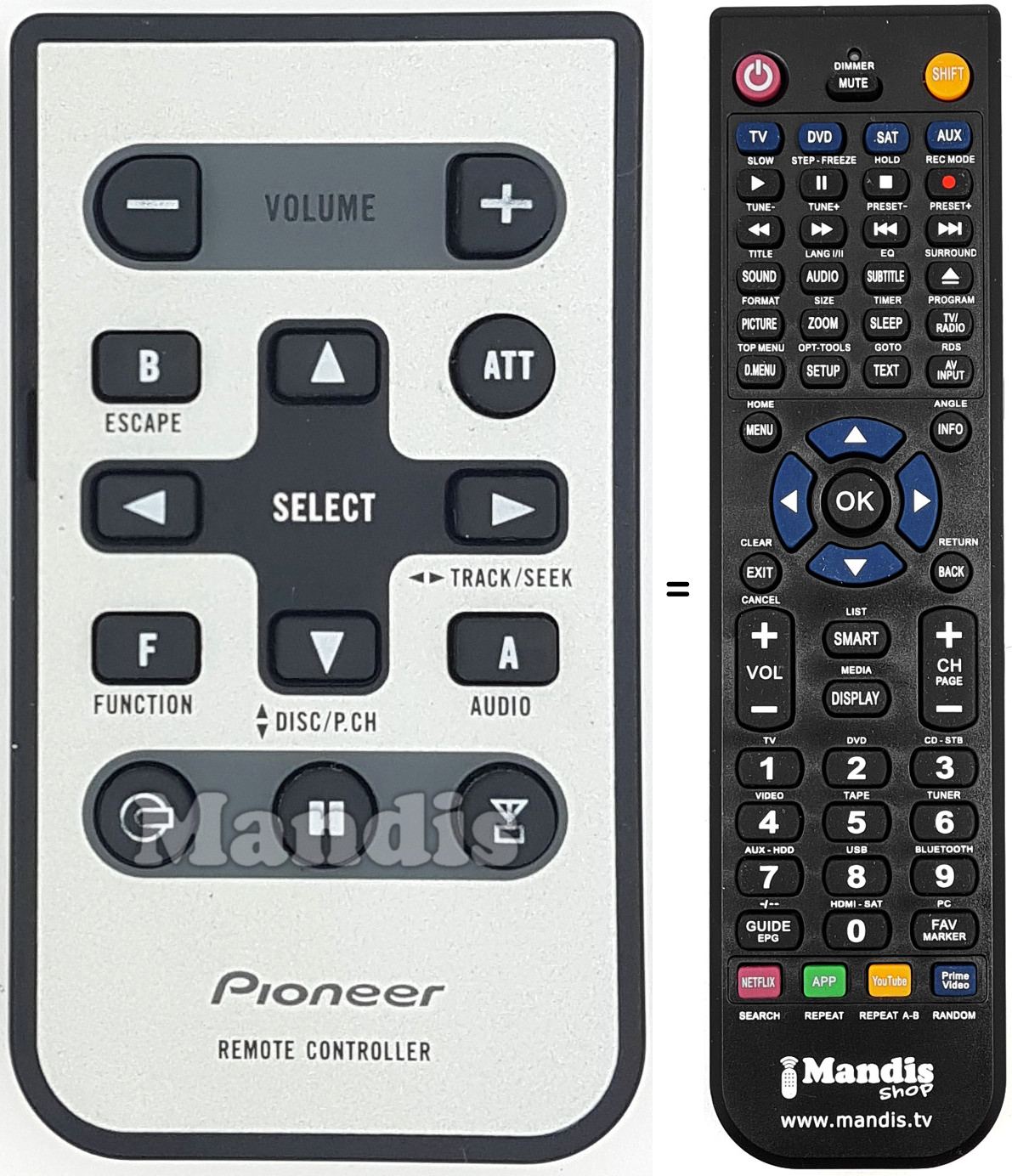 Replacement remote control Pioneer CXC3173