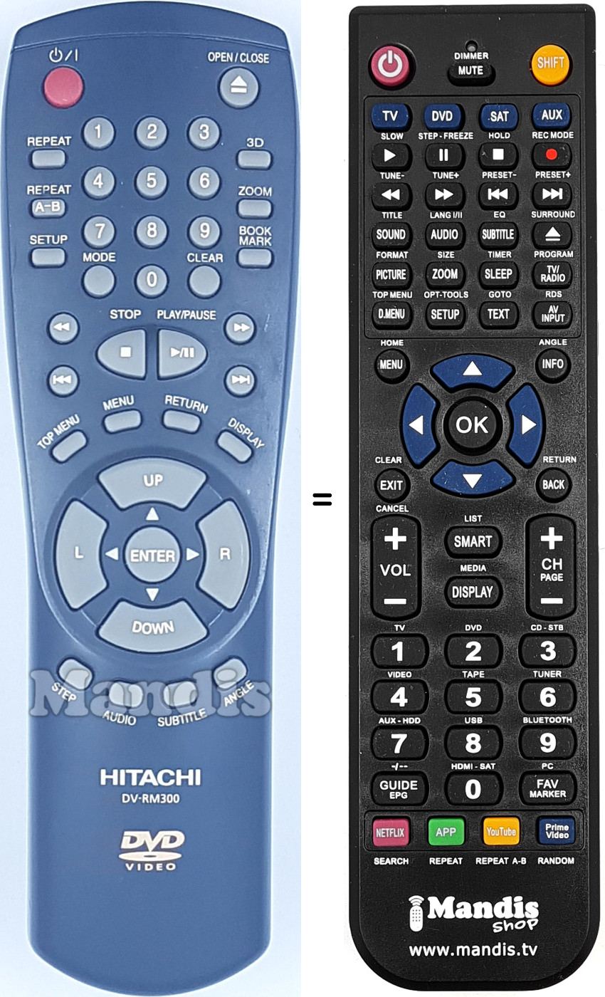 Gleichwertige Fernbedienung Hitachi DV-RM 300