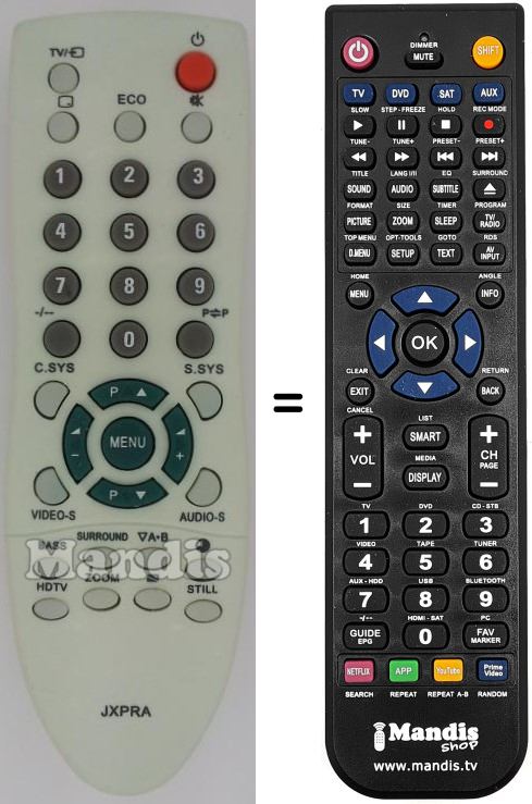 Replacement remote control JXPRA