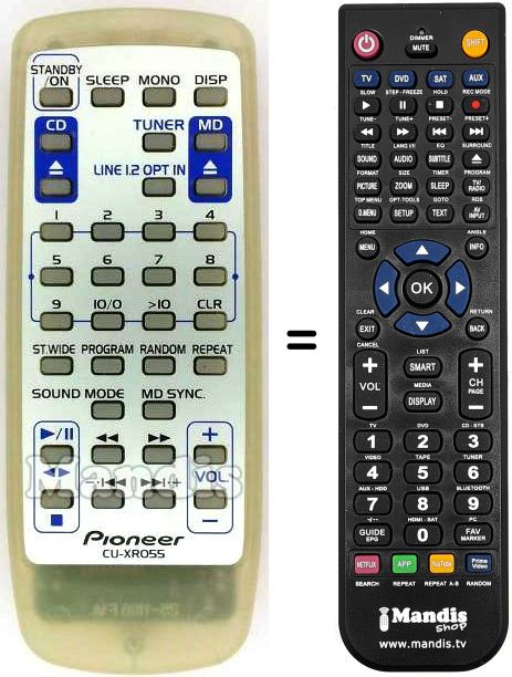 Replacement remote control Pioneer CU-XR055