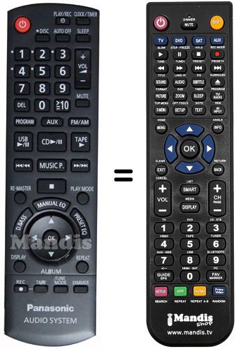 Gleichwertige Fernbedienung Panasonic N2QAYB000387