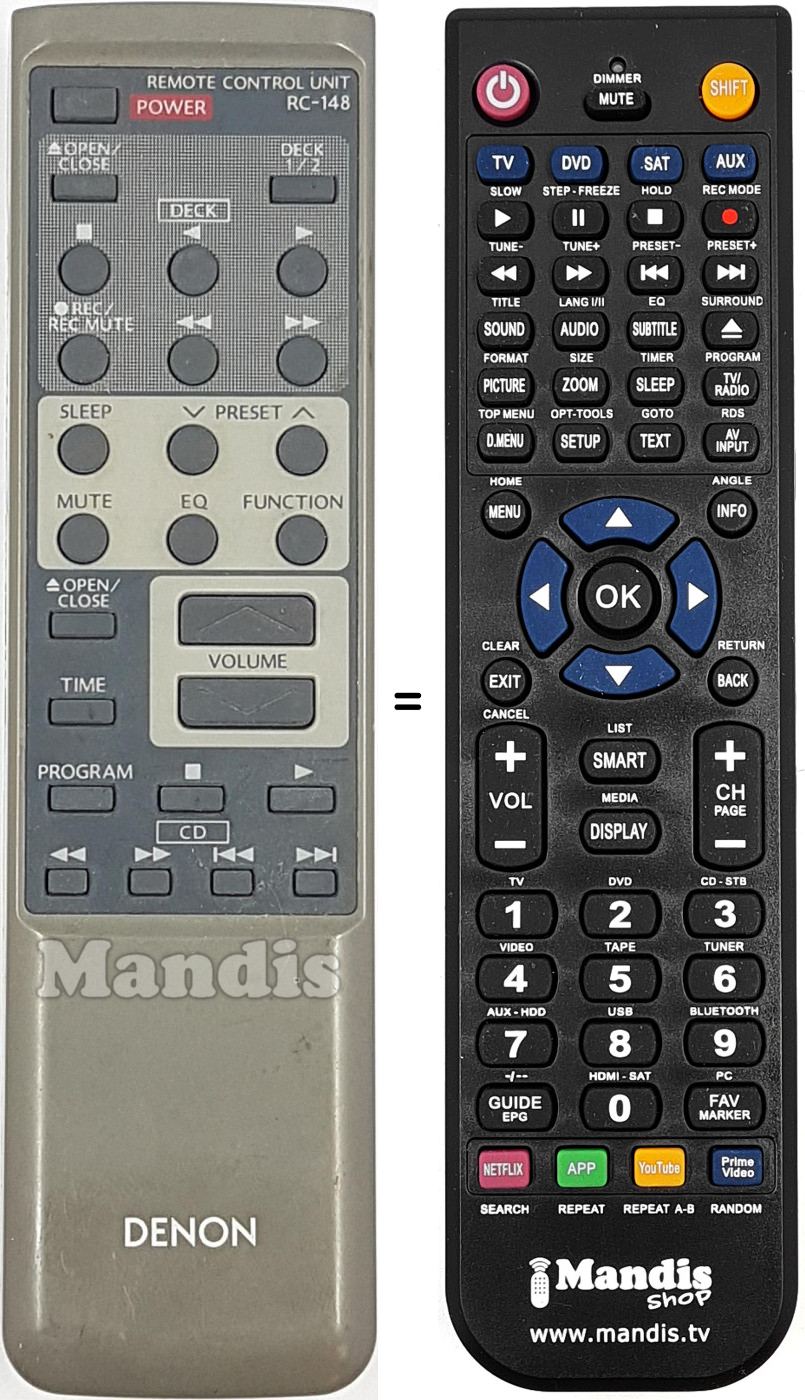 Replacement remote control RC-148