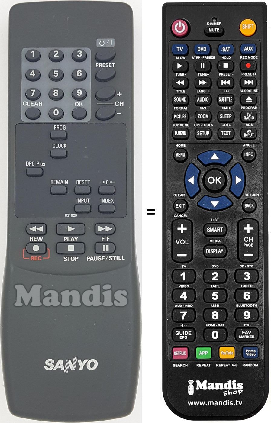 Replacement remote control REMCON1624