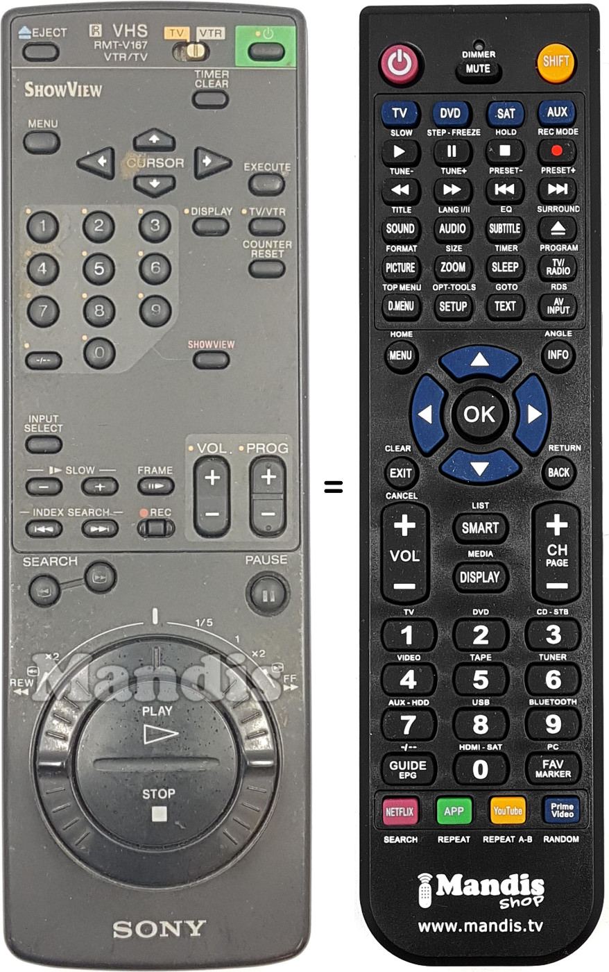 Gleichwertige Fernbedienung Sony RMT-V167