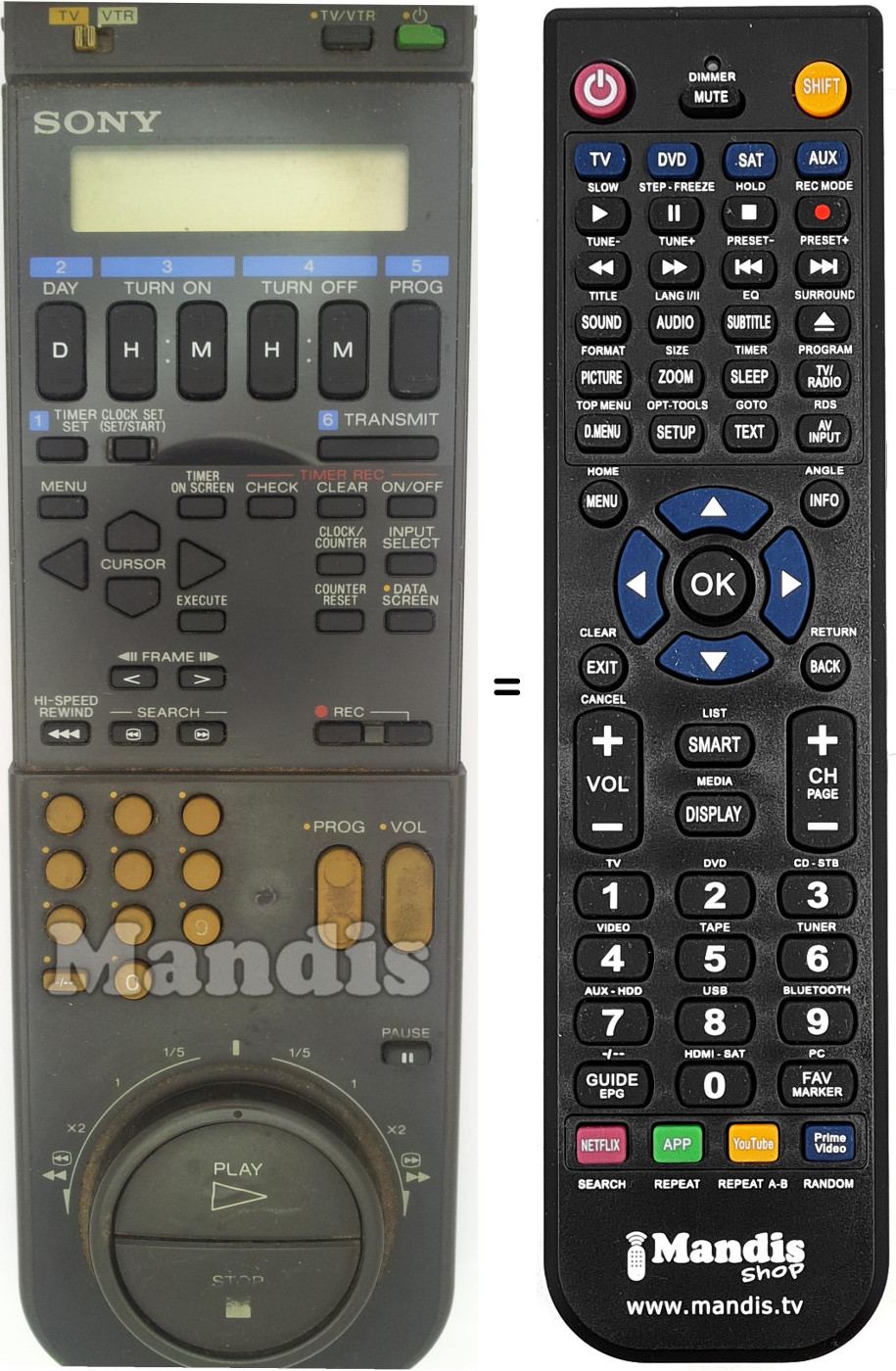 Gleichwertige Fernbedienung RMT-V104A