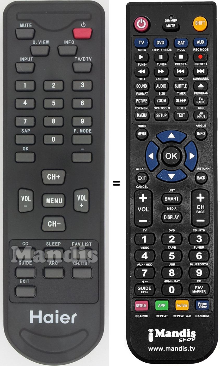 Replacement remote control TV-5620-118