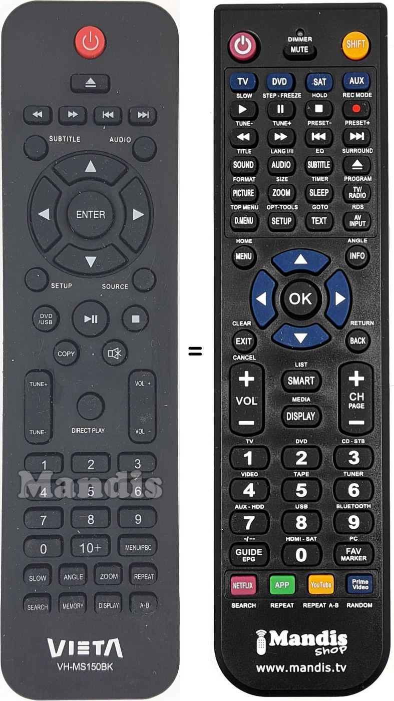 Replacement remote control VH-MS150BK