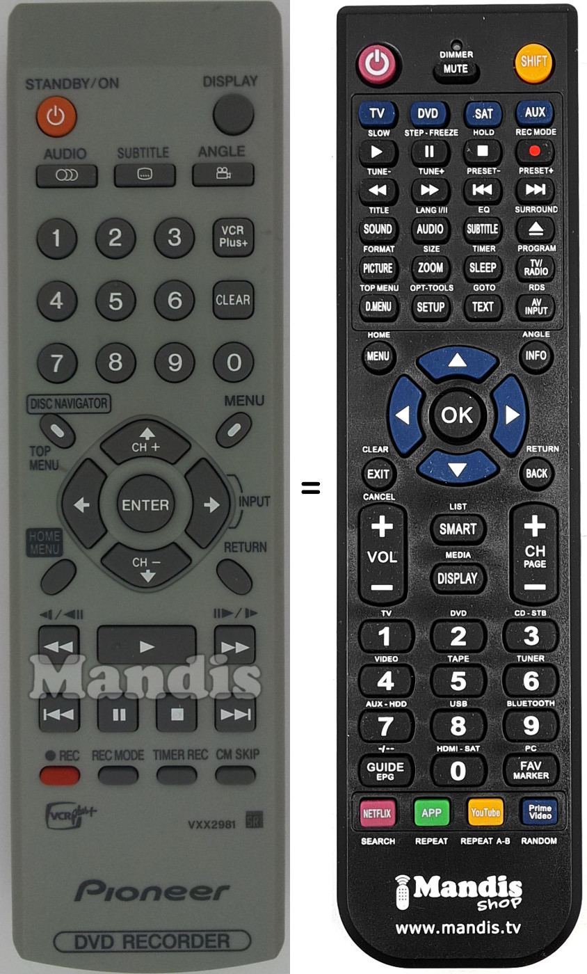 Replacement remote control VXX2981