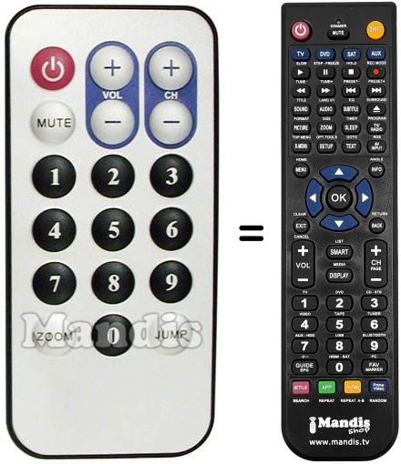Gleichwertige Fernbedienung YAKUMO REMCON1321