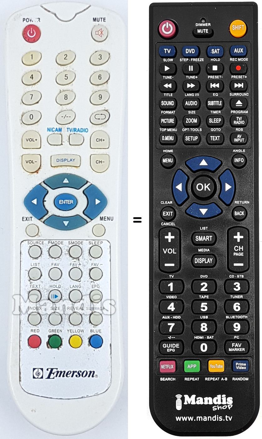 Replacement remote control Emerson EM-LTC15
