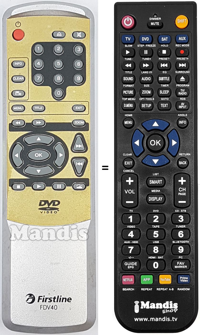 Gleichwertige Fernbedienung FDV40