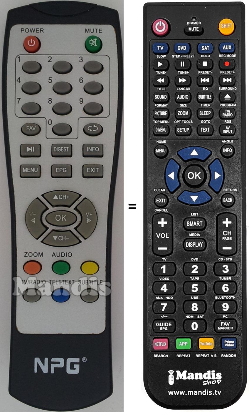 Gleichwertige Fernbedienung NPG010