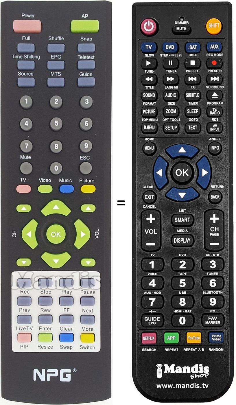 Gleichwertige Fernbedienung NPG012