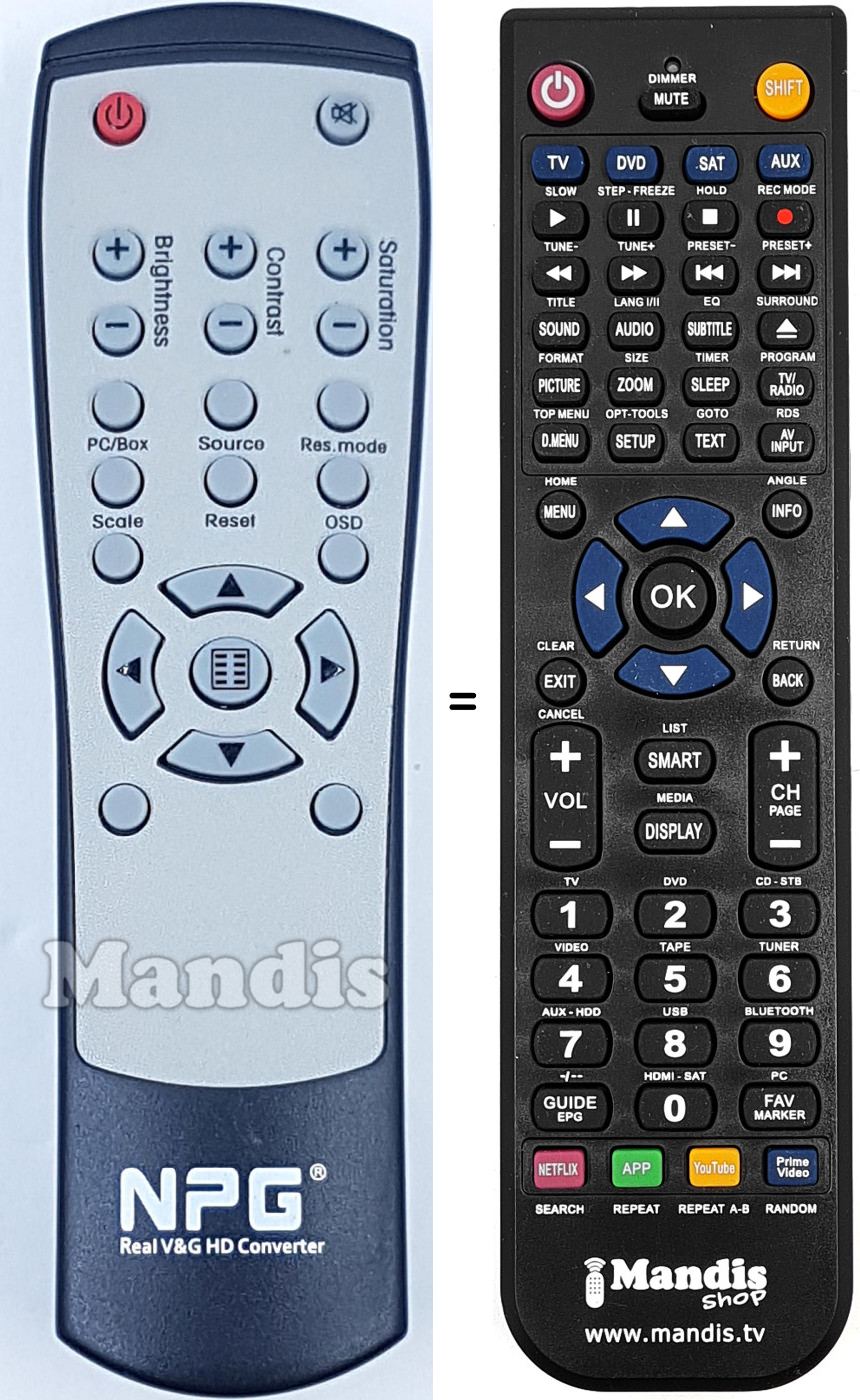 Gleichwertige Fernbedienung NPG017