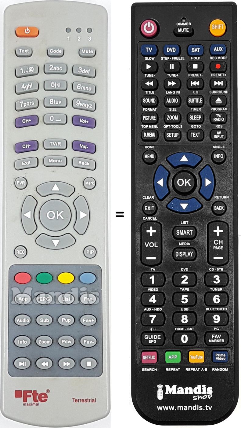 Gleichwertige Fernbedienung REMCON1677