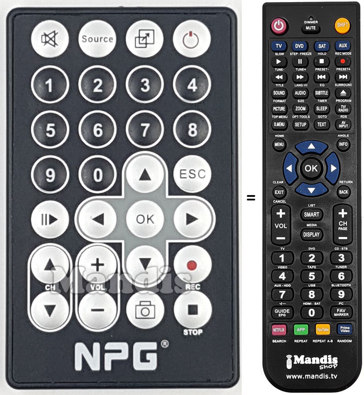 Gleichwertige Fernbedienung REMCON1871