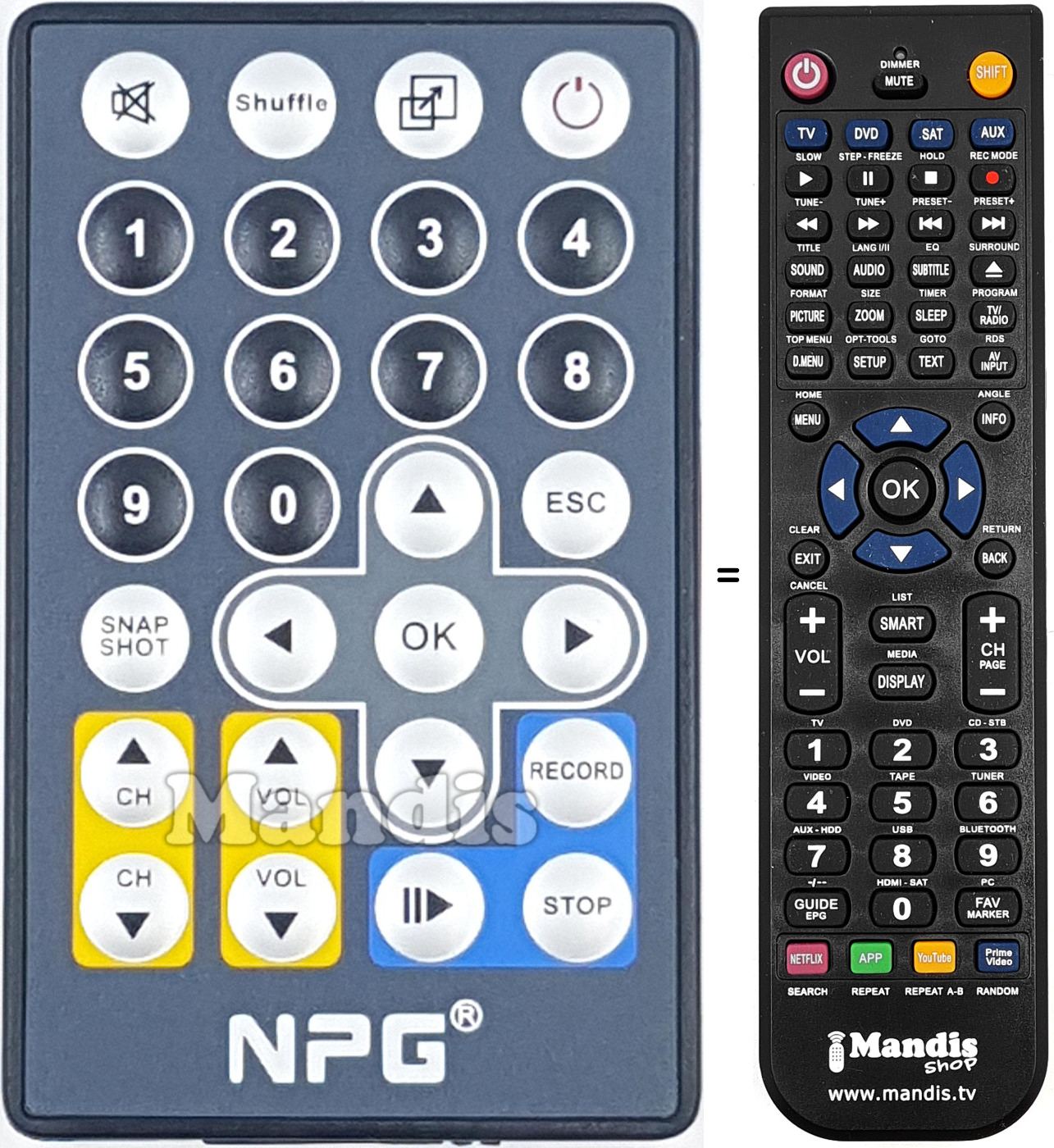 Gleichwertige Fernbedienung REMCON2051