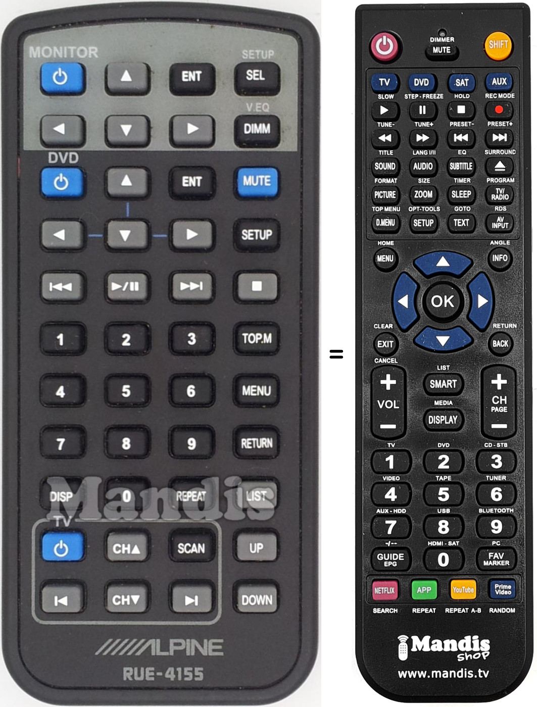 Replacement remote control RUE-4155