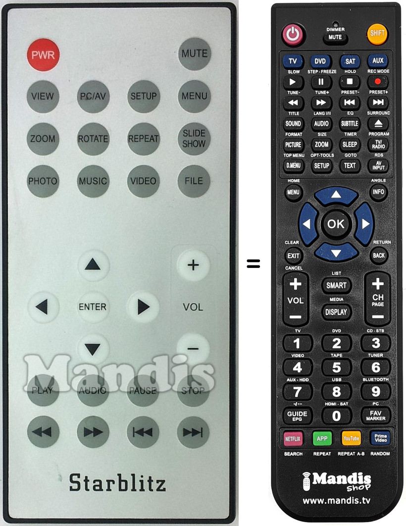 Replacement remote control STAR001
