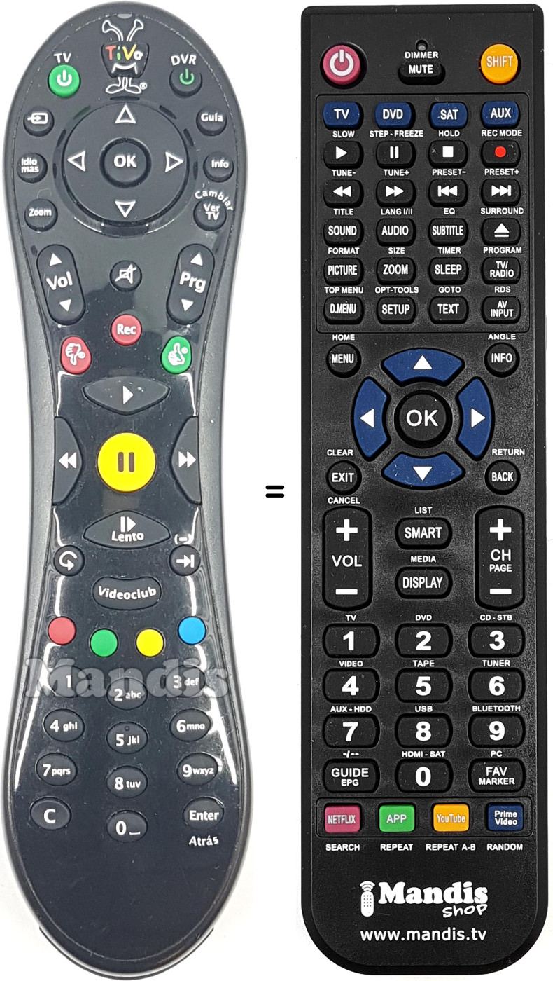 Replacement remote control TIVO001