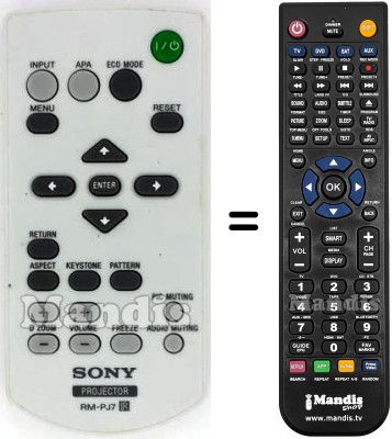 Gleichwertige Fernbedienung Sony RM-PJ7 Gleichwertige Fernbedienung Sony RM-PJ7
